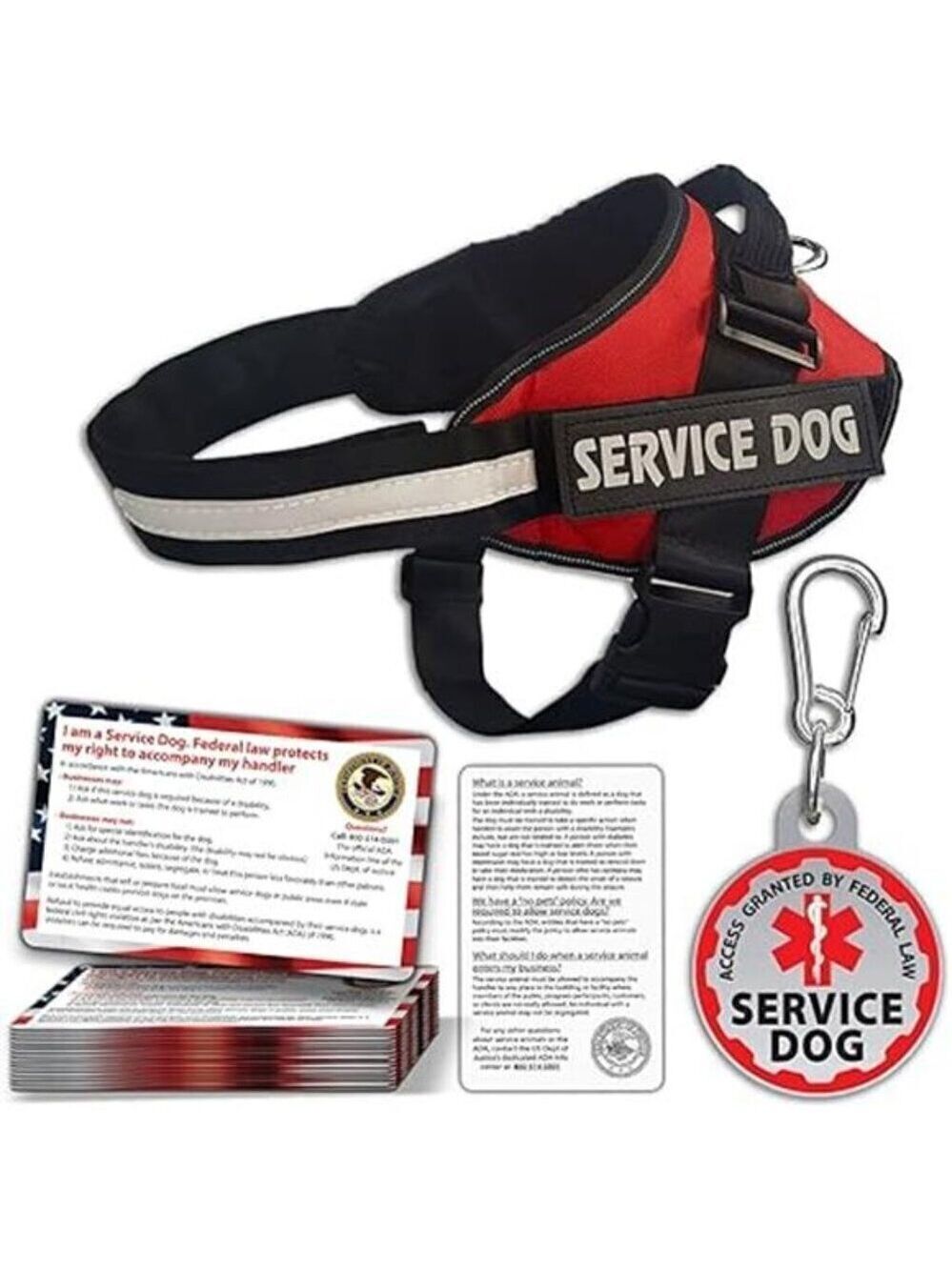 Service Dog Puppy Vest ID Tag 50 ADA Info Cards Harness Leash Collar Black SMALL - Picture 6 of 6